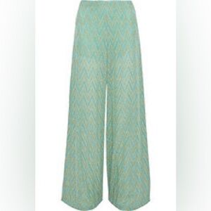 Missoni metallic crochet-knit wide-leg pants, aqua and gold, size IT 40, NWT